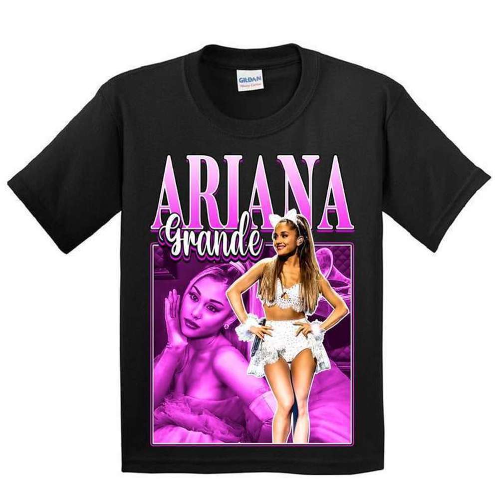 Ariana Grande Singer Retro Pop Music Fan Black Graphic T-Shirt